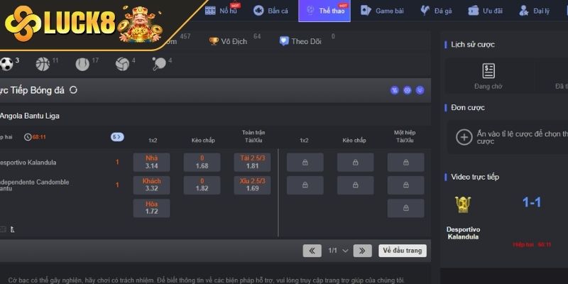 Tổng quan về sảnh Thể Thao LUCK8