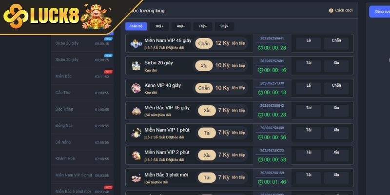 Điểm nổi bật khiến sảnh Xổ Số & Lô Đề LUCK8 được yêu thích